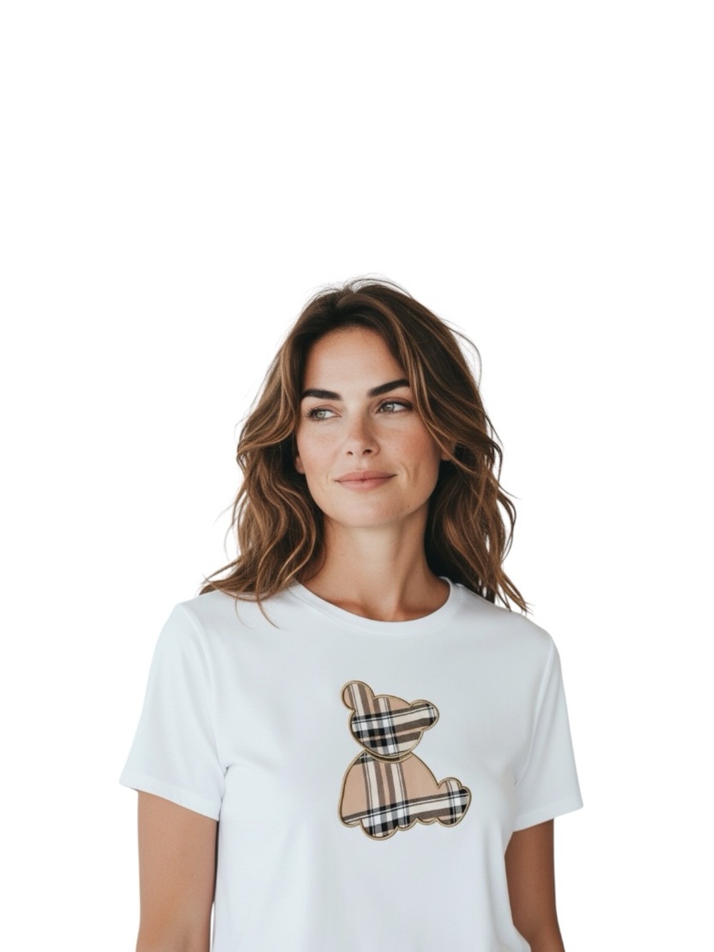 White Short-Sleeve Tee with Plaid Teddy Graphic - Picture 2 of 2